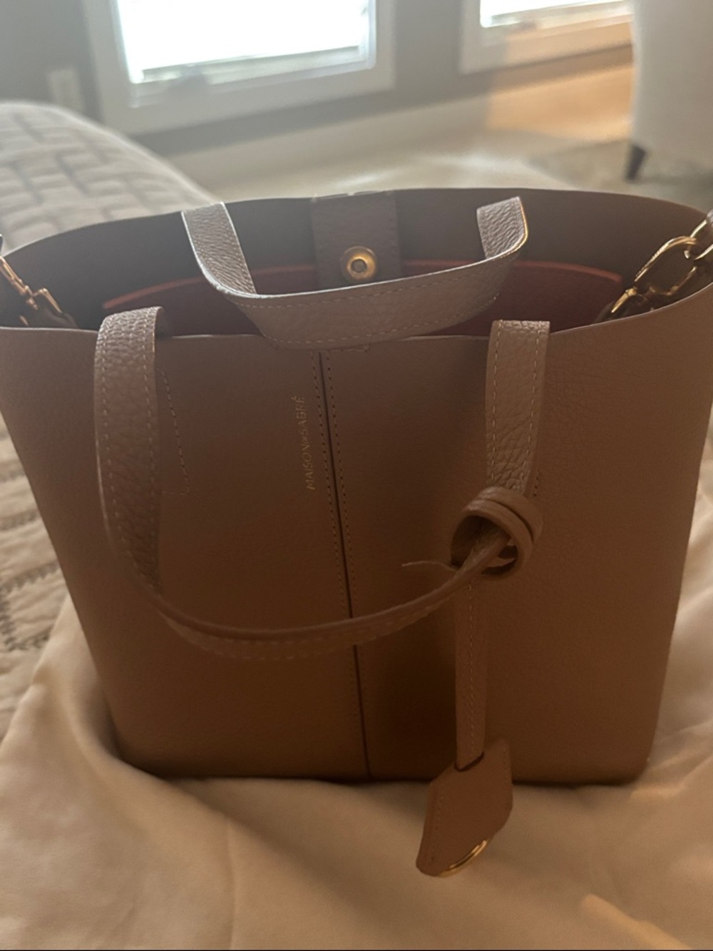 Maison de Sabre Small Soft Tote tan leather